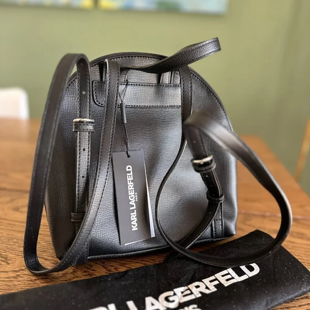 NWT! Karl Lagerfeld Paris Maybelle Backpack Fur Patch Logo Black